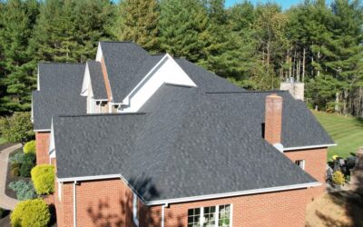 Birds eye view of home with new roofing shingles